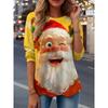 Spring and Autumn Round Neck Santa Claus Pattern 3D Printed Top Fashionable Casual Long Sleeved Women's T-shirts
