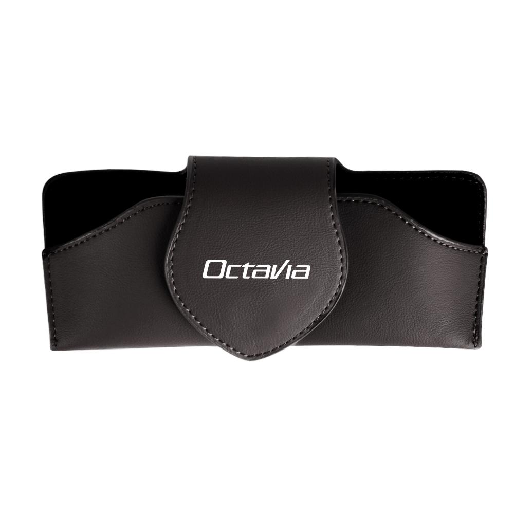 Car Leather Glasses Case Sun Visor Sunglasses Clip Organizer Box For Skoda Octavia VRS VII Rapid Kodiaq Fabia Karoq Superb Scala