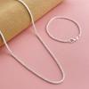925 Silver 2mm Side Chain Necklace Set 7.5-32 Inch for Women Men Fashion Wedding Jewelry