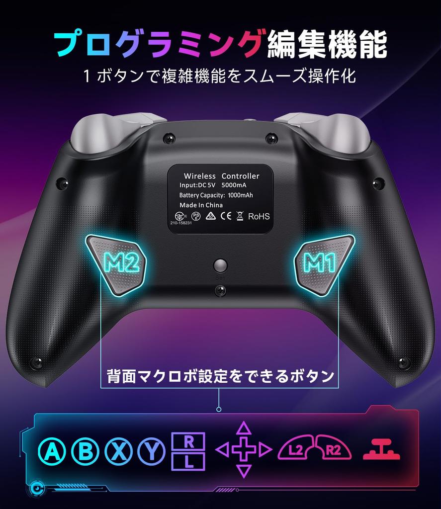 Switch 2 Controller with Double Hole Compatible with Switch Generations Innovative Switch Pro Controller with Turbo Gyro HD Back RGB Zero Wireless
