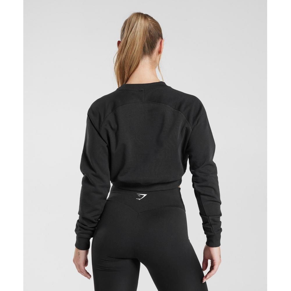 Gymshark Training Cropped Sweater Black B3a7v Bbbb