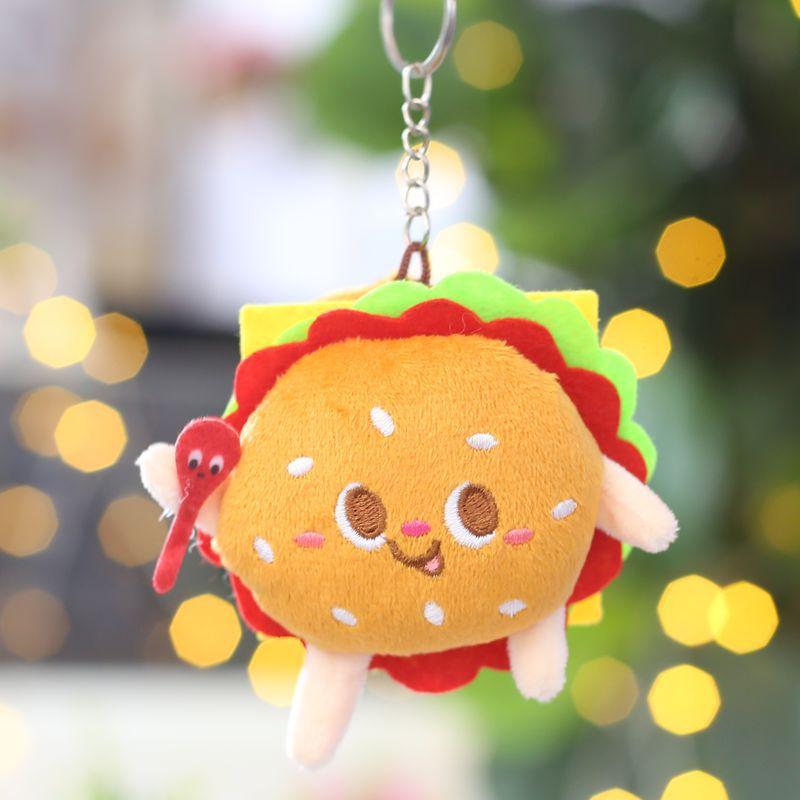 

Cheese Cheese Schoolbag Burger Pendant Car Doll Cute Plush Children s Ornaments with Doll Keychain 12 cm burger weighs 30g