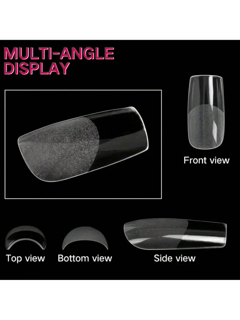 120Pcs Clear Full Cover Square Acrylic False Nails 12 Sizes French Nail Tips For Extension Salon DIY