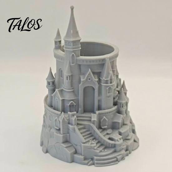 Portapenne ad Angoli Arrotondati Forma di Castello Organizer da Scrivania Stampato in 3D per Penne, Matite, Pennelli da Trucco, Portamatite Decorativo