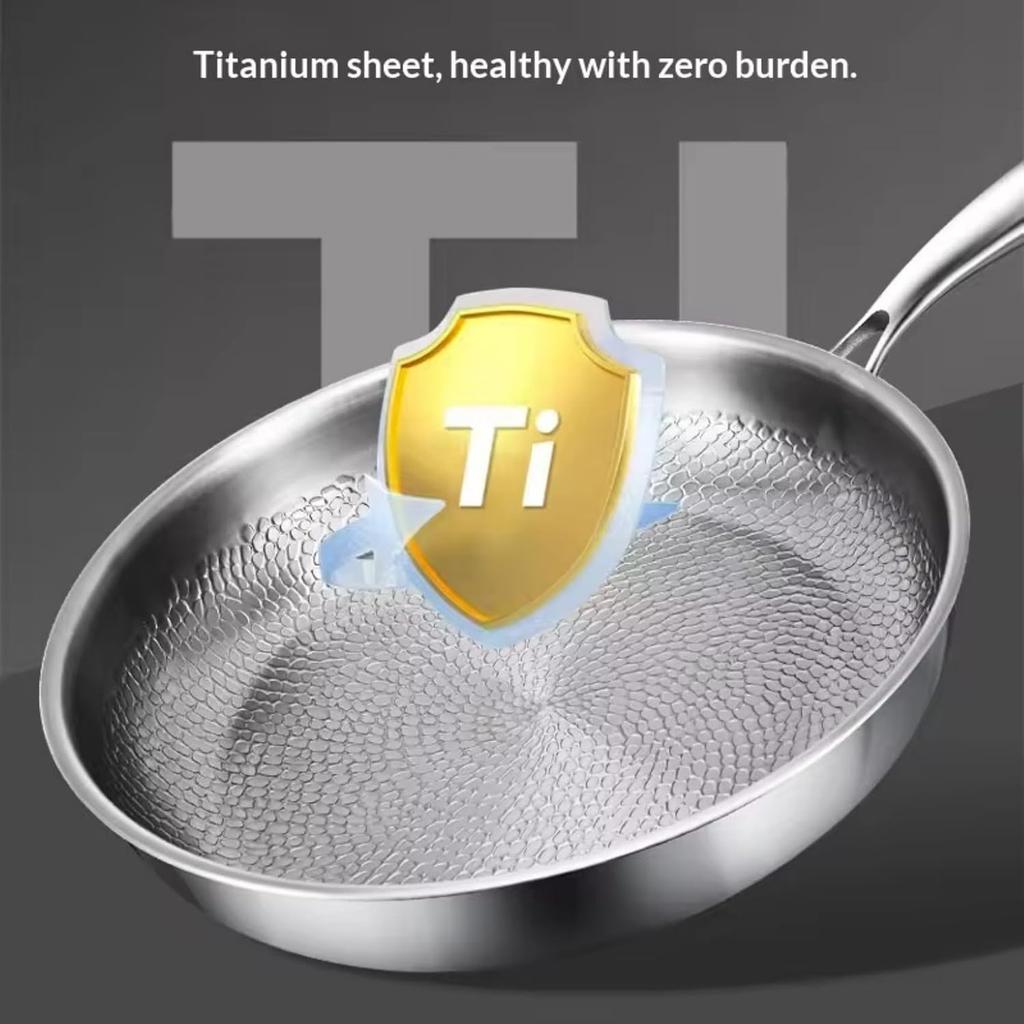 12 Inch Hammered Titanium Frying Pan Pure Titanium Skillet With Lid Oven & Dishwasher Safe Cookware
