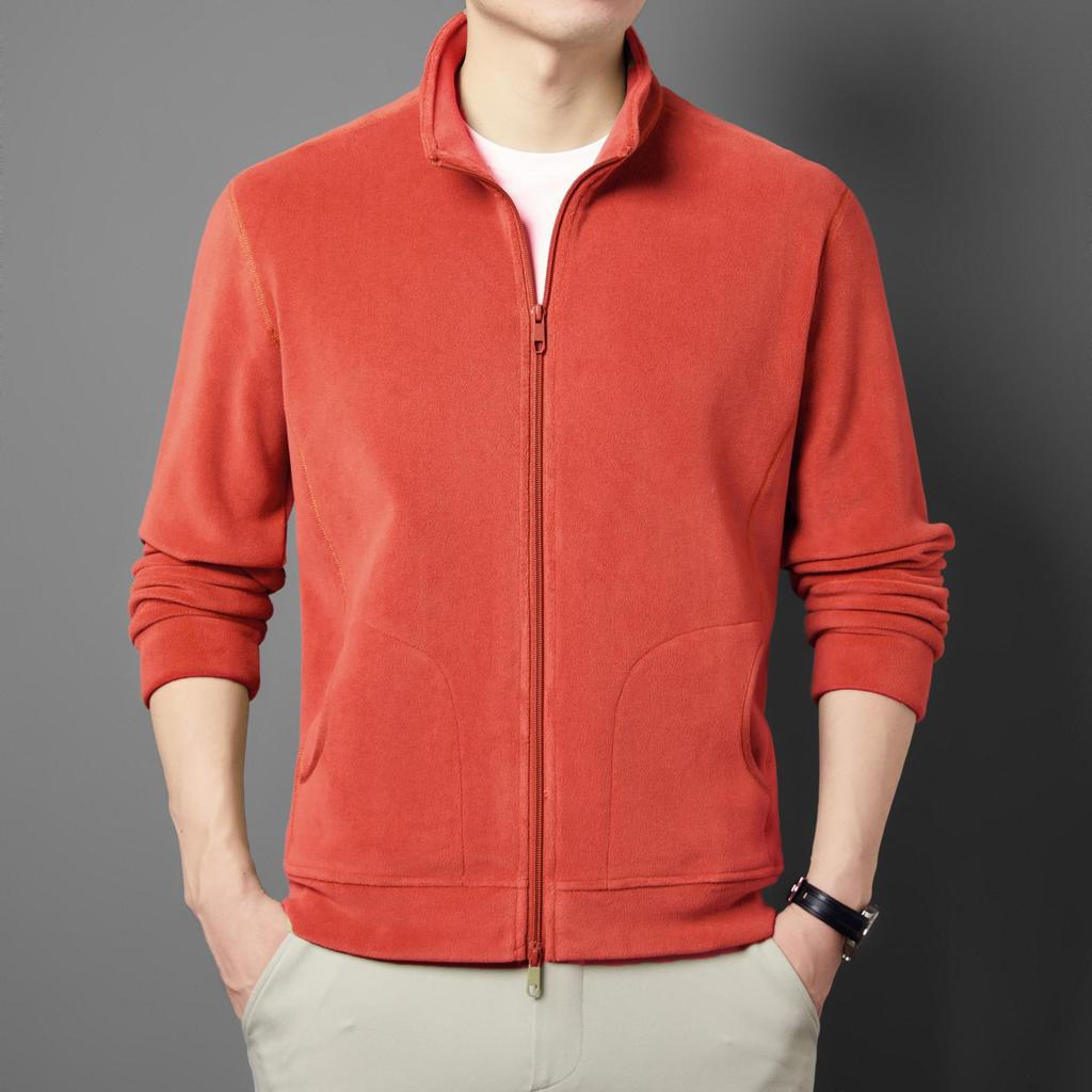 2025 Men's Winter Fleece Stand Collar Zip-Up Hoodie Jacket