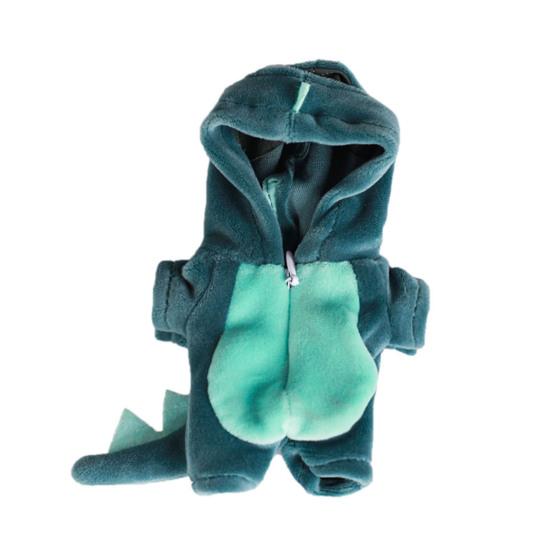 

Одежда для кукол 17 см, комбинезон с капюшоном динозавра, многоцветный плюшевый домашний комплект, мультяшный наряд для куклы для творческой игры и обмена в социальных сетях синий