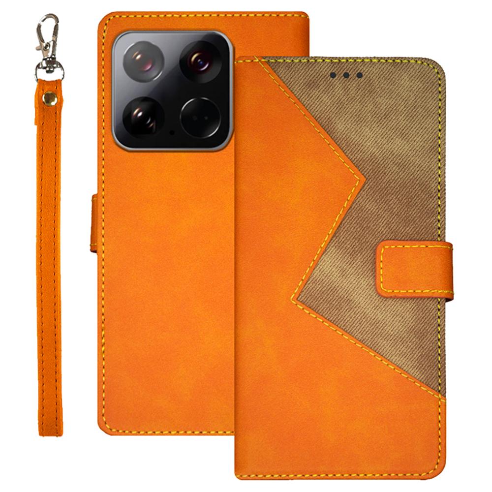 

IDEWEI For Xiaomi 15 Case Card Slots Splicing Color Leather Phone Cover Yellow