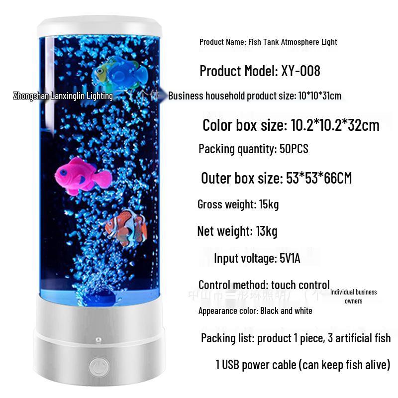 Farbwechselndes LED-Nachtlicht: Blasenzylinder-Aquarium für Heimdekoration