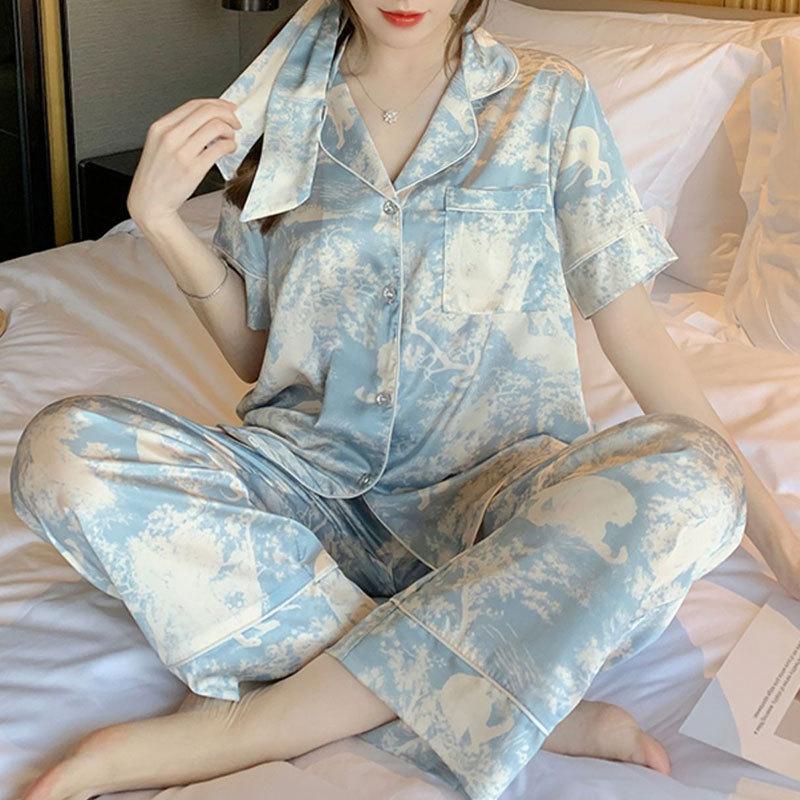 Cute Melody pajamas women's Japanese sweet cartoon style loungewear age-reducing girls cardigan short-sleeved set
