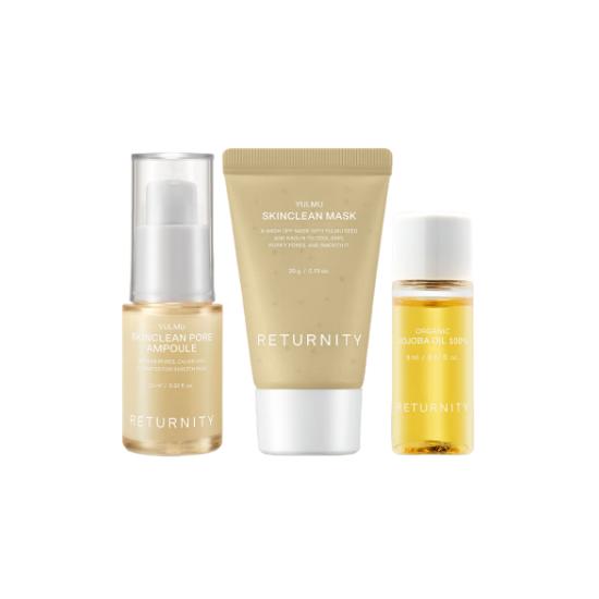 RETURNITY Job’s Tears Pore Care Travel Kit Exfoliating Pack + Pore Ampoule + Facial Oil Set 20g + 15ml + 8ml