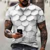 2025 New Men's Personalized Honeycomb 3D Digital Printed Casual Short Sleeve Top T-shirt