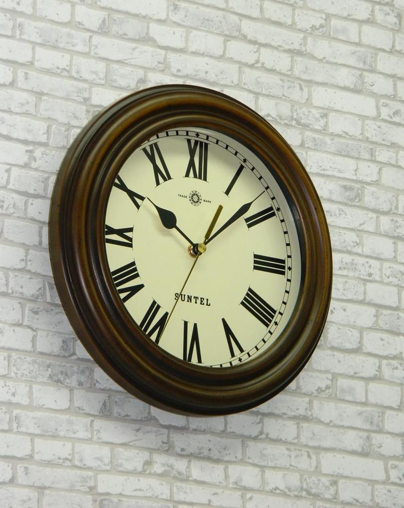 Santell Japanese-Made Retro Radio-Controlled Clock (Roman Letters) Antique Brown DQL729R-AN