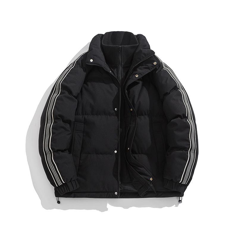 

Зимняя Универсальная Модная Теплая Полосатая Повседневная Куртка для Пары 4XL чёрный