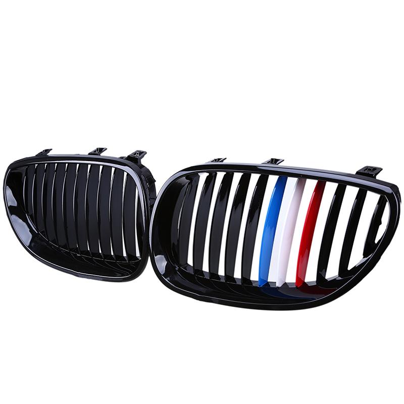 2Pcs Car Front Bumper Center Hood Kidney Grille Racing Grill for BMW 5-Series E60/E61 M5 2004 2005 2006 2007 2008 2009 2010 2011