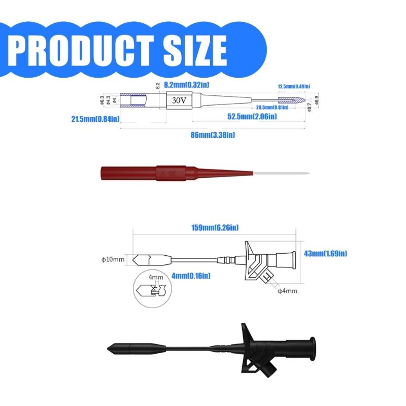 25-teiliges Set zum Prüfen elektrischer Anschlüsse, Multimeter-Messleitungen mit Prüfspitzen, Kfz-Schaltungsprüfleitungen