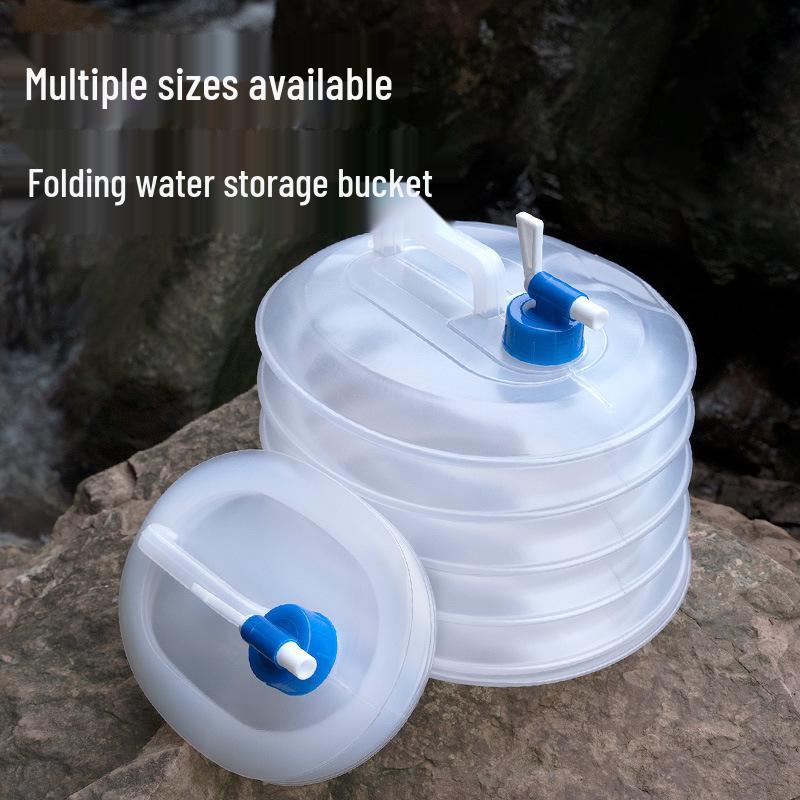 Portable Folding Water Bucket with Faucet for Cars - Outdoor & Vehicle Water Storage Folding Water Bucket - 3L