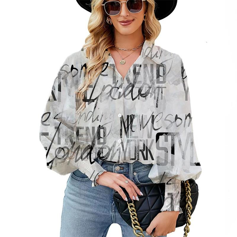 

Весенняя женская новая дизайнерская высококачественная пригородная рубашка с принтом, свободная повседневная рубашка