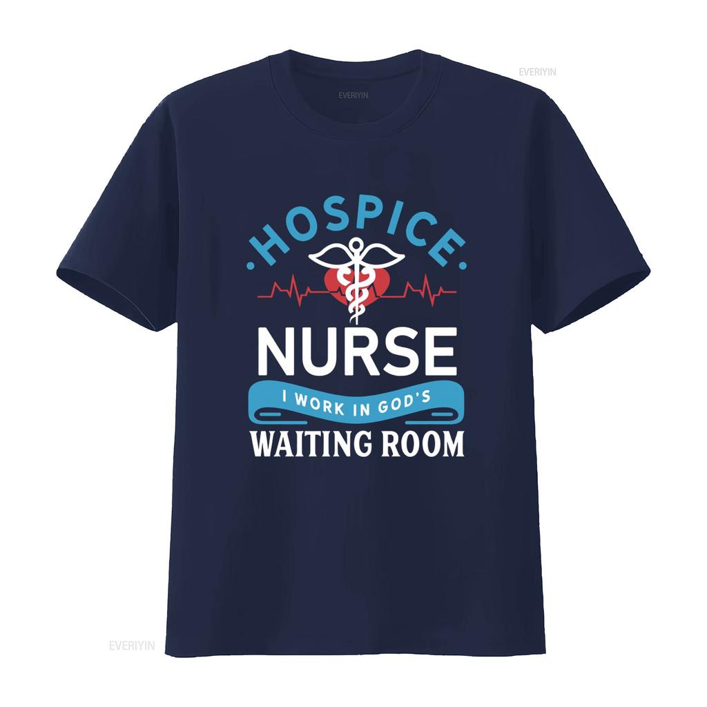 Hospice Nurse T Shirt I Work In Gods Waiting Room Design Medical Symbol Heartbeat Line Print Christian Apparel Vintage