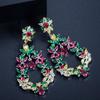 WWJ Schöne bunte Zirkonia große Vintage-Ohrringe lange böhmische Schmuck Ohrringe