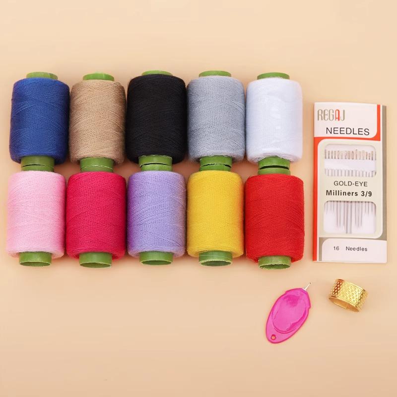 Black & White DIY Sewing Thread and Needle Set for Mending and Handcrafts