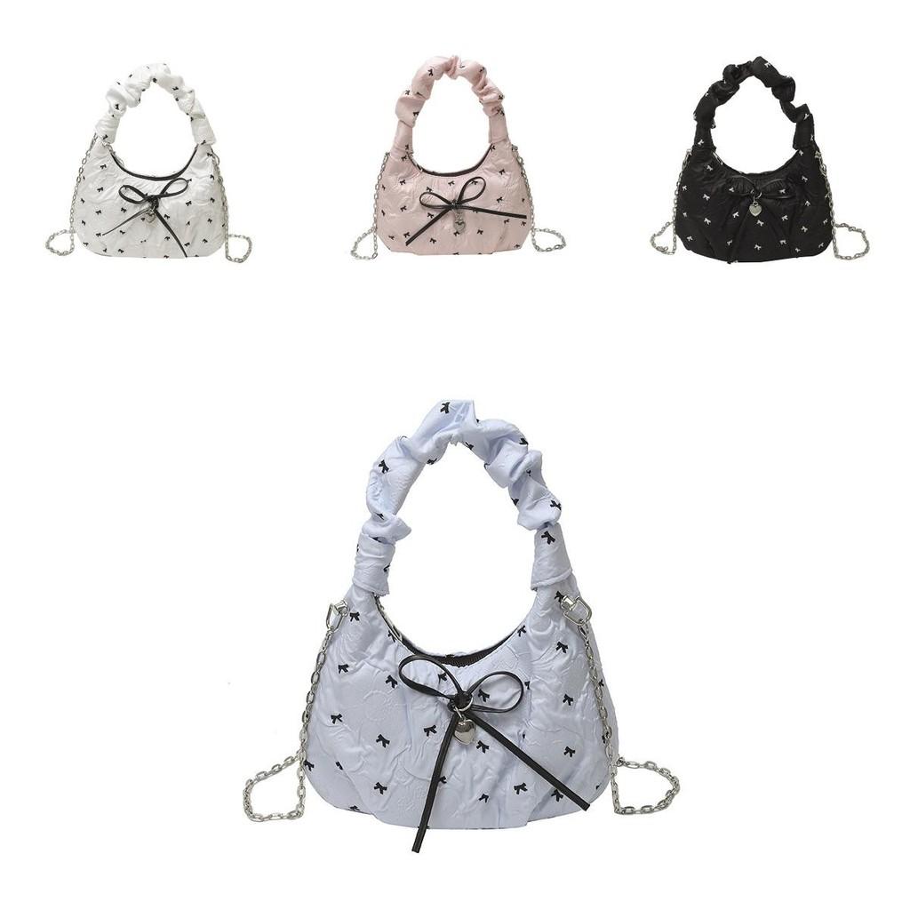 Butterfly Knot Tote Bag For Women With Bow And Pleated Design For Daily Use