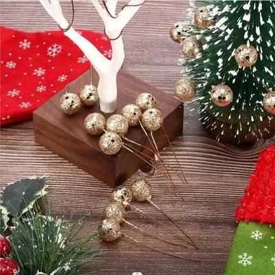 50 Stück Künstliche Glitzerbeeren Weihnachts-Hausdekorationen Staubgefäße Kirsch-Perlenbeeren für Hochzeit DIY Geschenkbox Dekorierter Kranz