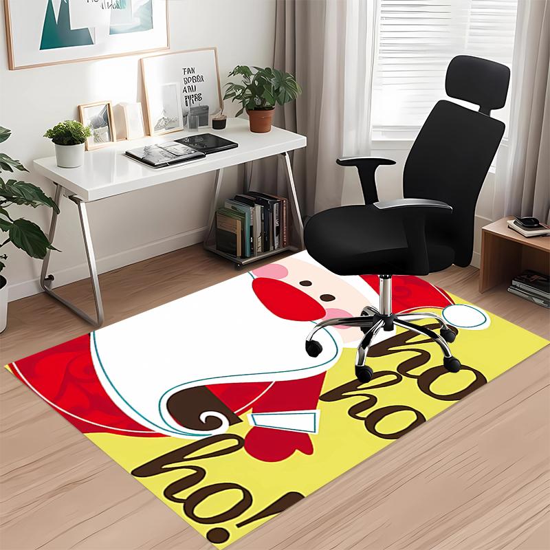 Christmas Santa Claus Printed Carpet, for Office Chair Living Room Bedroom Kitchen Room Decor Gifts.