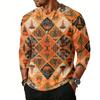 Men's Casual Halloween Print Henley Shirt Raglan Sleeve Three Quarter Sleeve Top with Button Placket for Daily Wear