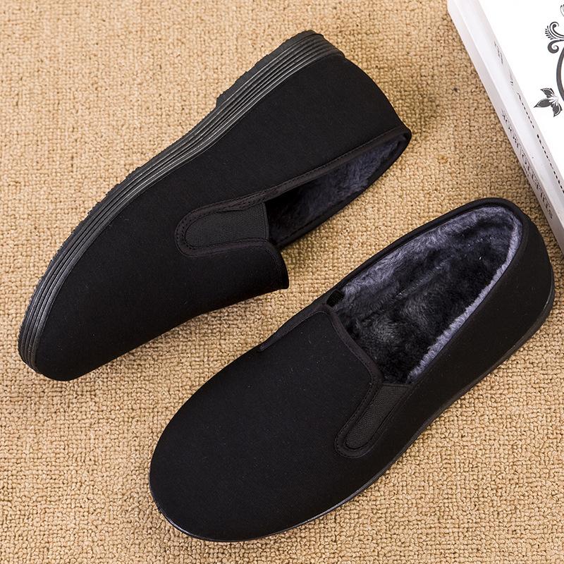 Zimní pánské boty staré pekingské látkové boty sametové bavlněné boty prodyšné zateplené teplé celočerné dno vrácení dvě bavlněné boty
