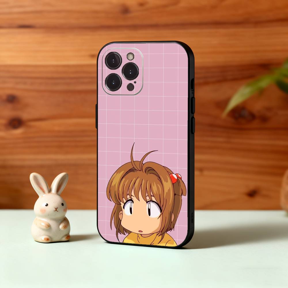 Card C-Captor Anime S-Sakura Phone Case For iPhone17,16,15,14,13,12Plus,Pro Max,XS,5G Soft Silicone Black Cover