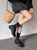 Autumn Retro Lace-Up Chunky Heel Square Toe Leather Shoes for Women