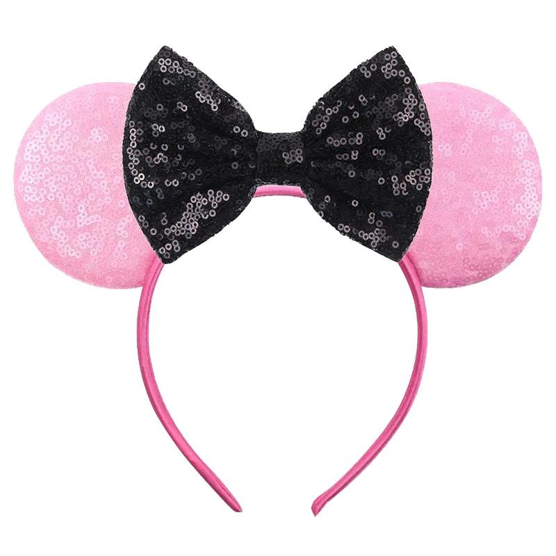 9.5 CM New Cute Glitter Crown Hairband Sequins Bows Mouse Ears Headband Kids Festival Party Cosplay Headband