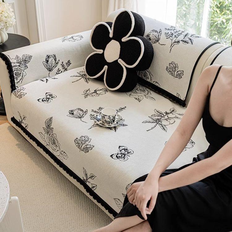 Luksus Sofamatte Håndkle Med Pelskant Sofatrekk til Stue L-form Sjeselong Sofa Trekktrekk Kjæledyr Barn Matte Trekk