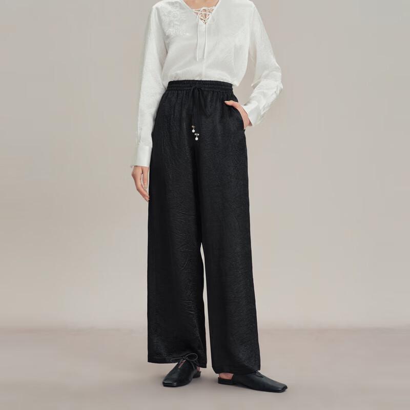 Qiushui Yiren Women's Acetate Loose Straight Casual Pants
