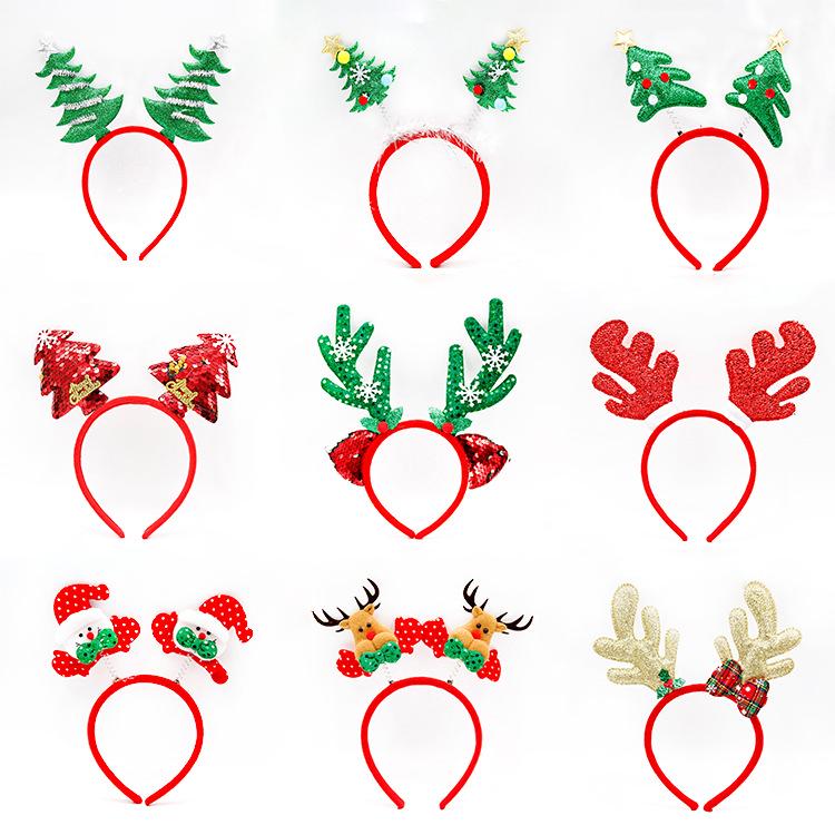 Christmas Tree & Reindeer Antler Sequin Headband for Adults & Kids - Festive Holiday Party Decoration