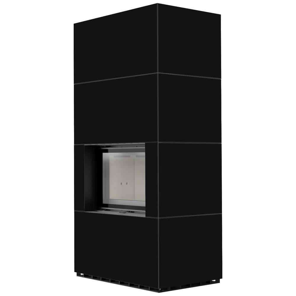 Modular fireplace KRATKI FLOKI BOX 8 kW Ø 160 quartz sinter NERO ASSOLUTO