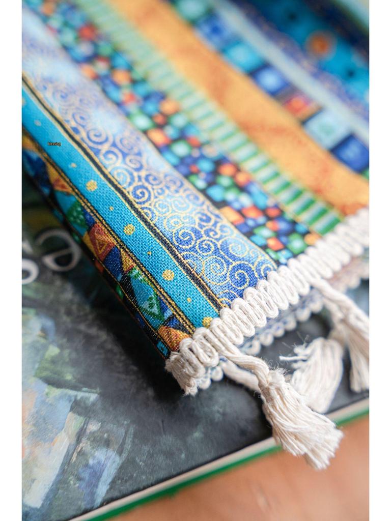 Yiman Qiyun Bohemian Striped Yellow Cotton-Linen Kitchen Curtain, Semi-Light-Blocking