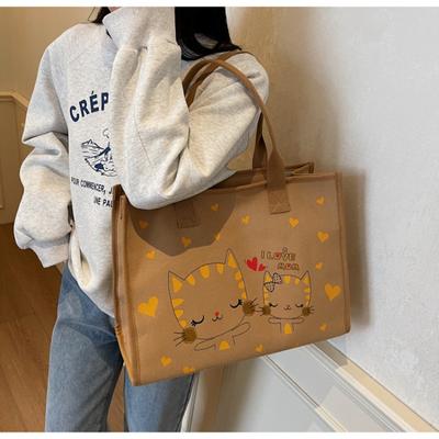 New Canvas Bag Female Students Class Shoulder Commuting Large Capacity Bag Niche Satchel Tote Bag