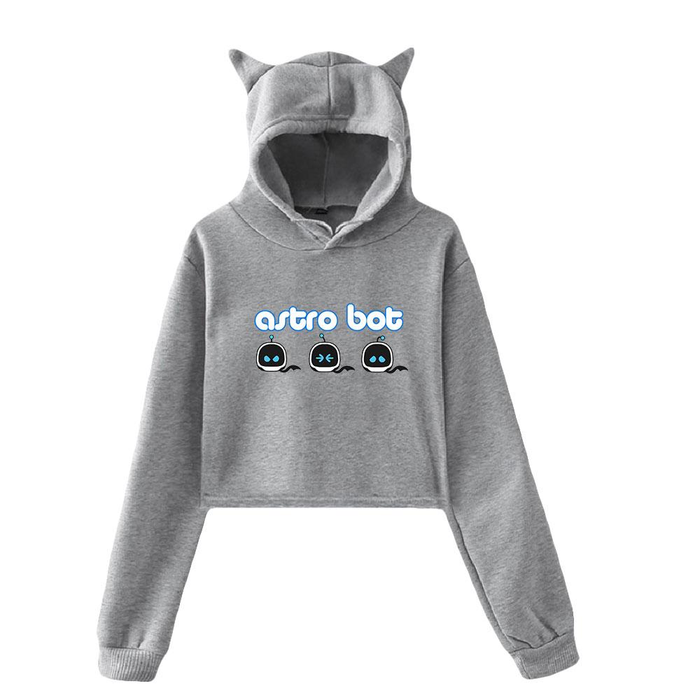 New Astro Bot Pullover Girls Casual Cat Cropped Hoodies Female Long Sleeve Sweatshirts Crop Top Women's Hoodie Sexy Tops