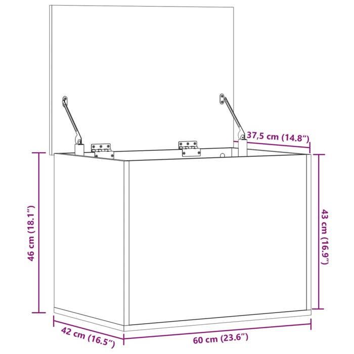 VidaXL Storage Box Sonoma Grey 60x42x46 Cm Engineered Wood 840658