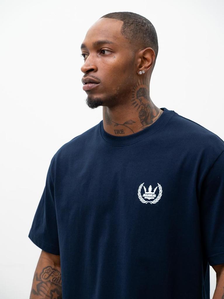 Jigga Wear Laurel Men's Navy Blue Oversized Short Sleeve T-Shirt M