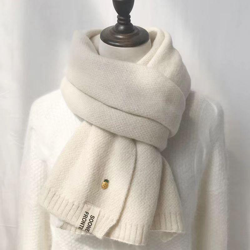 Зимний шарф женский кашемировый теплый пашминовый сплошной женский шарф-обертка толстый мягкий длинный шарф бежевый