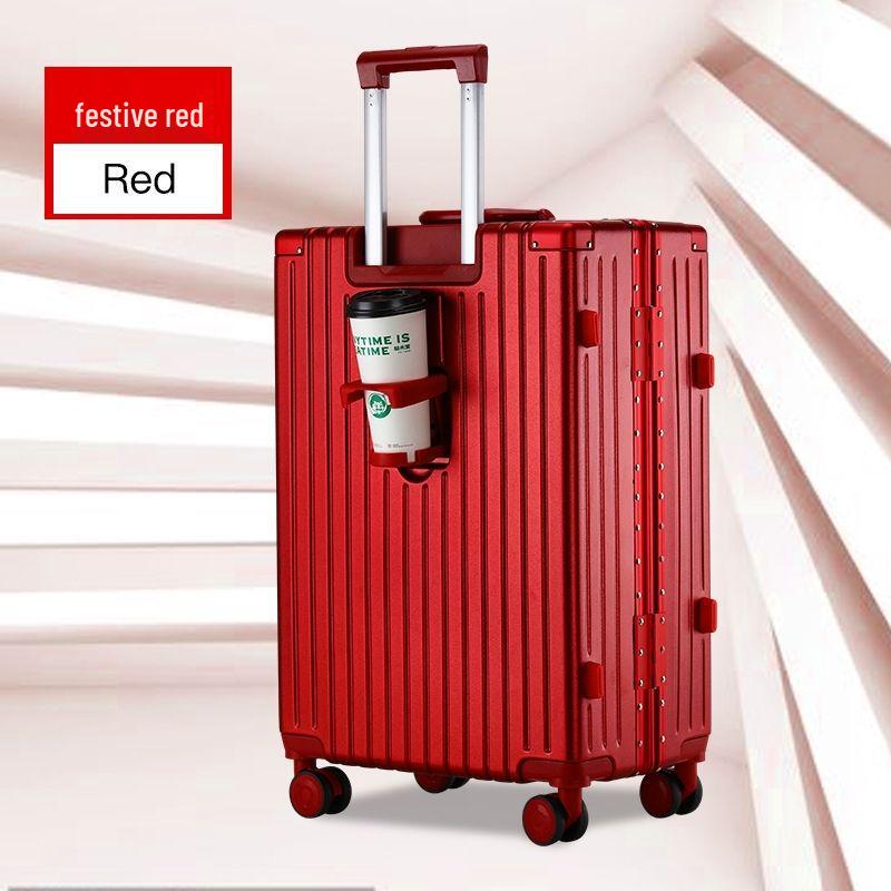 20-Inch Multifunctional Carry-on Suitcase with Durable Aluminum Frame, Rechargeable Feature & Cup Holder