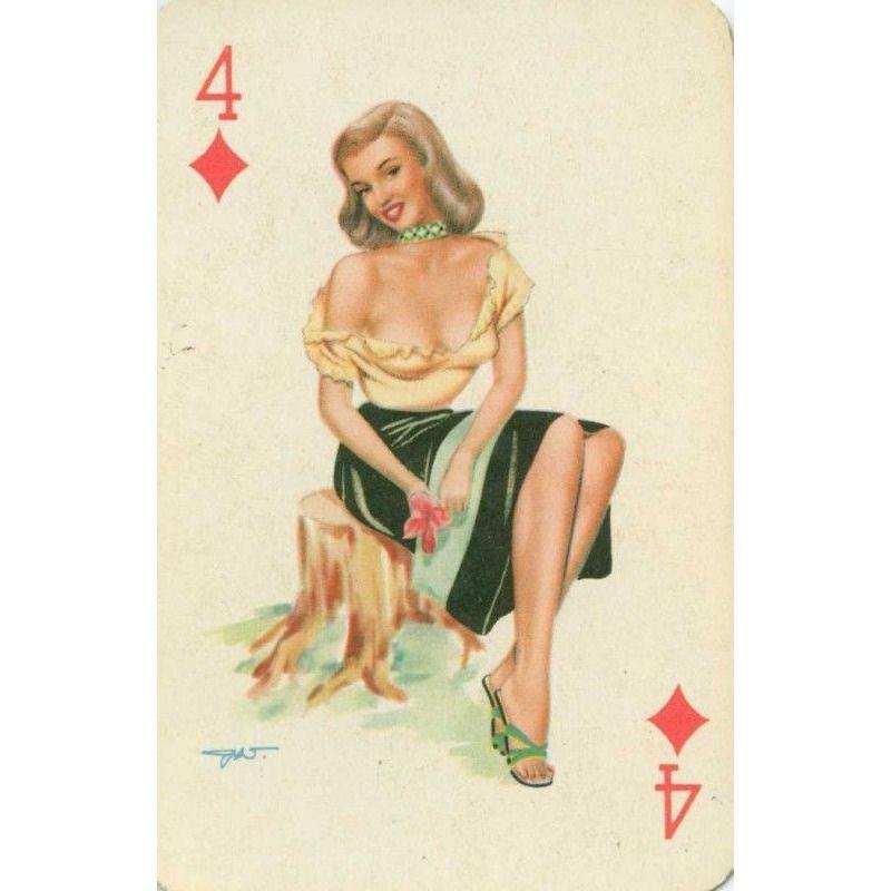 Custom Aluminum Tin Sign Art - Vintage Playing Cards and Women Wall Decor