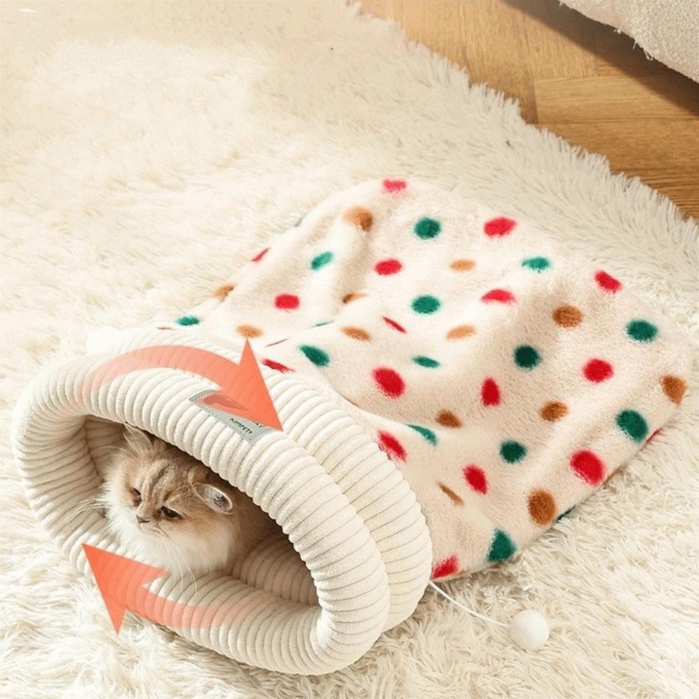 Semi-enclosed Cat Sleeping Bag Warm Cat Tunnel Nest Thickened Cat Nest Bed  Indoor