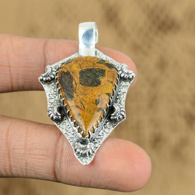 Natural Bauxite Gemstone Pendant 925 Sterling Silver Indian Jewelry For Women