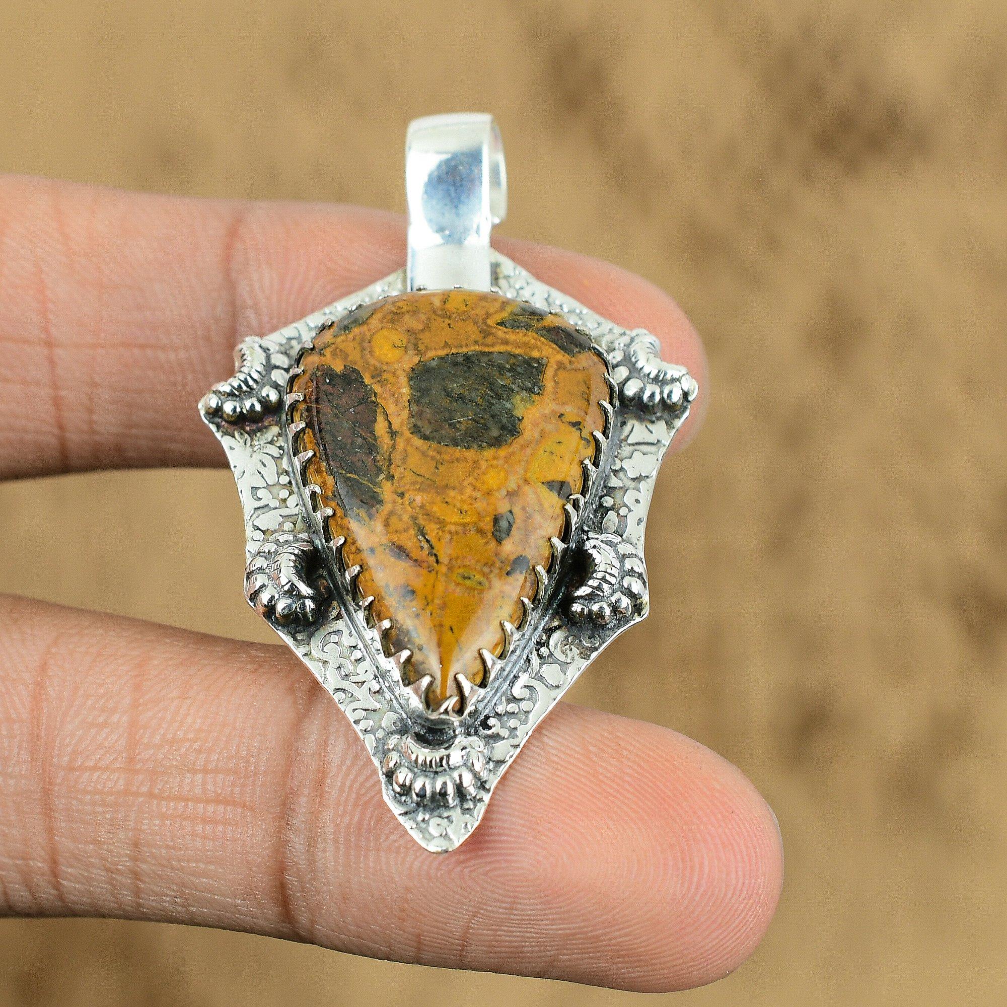 

Natural Bauxite Gemstone Pendant 925 Sterling Silver Indian Jewelry For Women