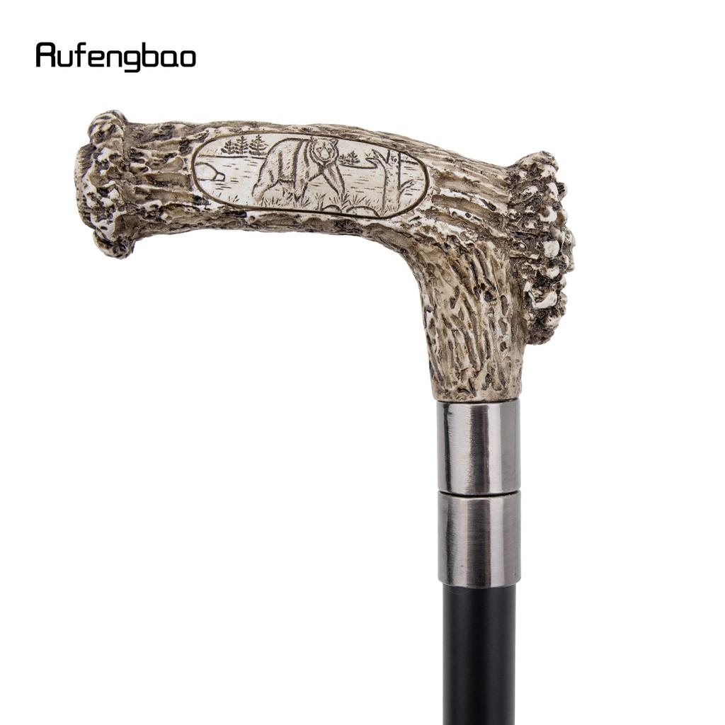 Silver Resin Bear Tree Root Head Walking Cane Fashion Decorative Steel Stick Gentleman Elegant Cosplay Cane Knob Crosier 94cm