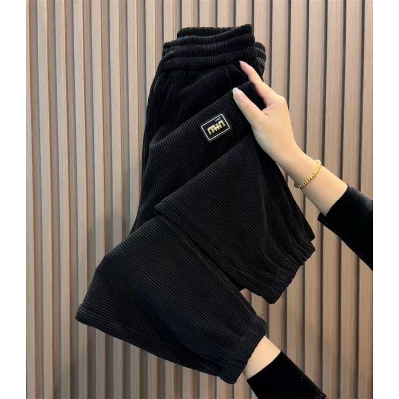 Pantalones Harem de Pana de Cintura Alta para Mujer - Corte Entallado Adelgazante para Primavera y Otoño